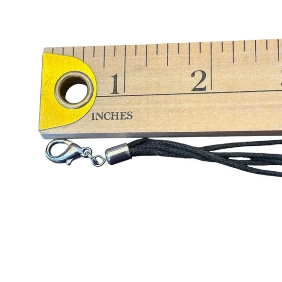 Drop Pendant Necklace Antiqued Metal Design Embossed Black‎ Multi-strand Cord - Picture 15 of 16